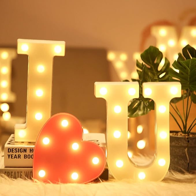 I Love YUO Sign Light, 3 LED I Love You Heart-Shaped Combination Luminous Letters, Valentine's Day Gift, Wedding Sign, Engagement Sign (IOU)