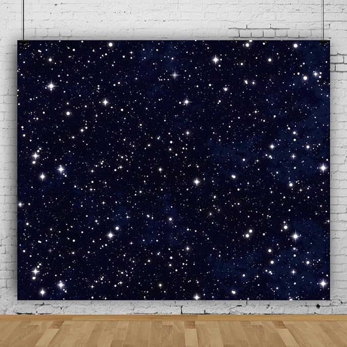 Leowefowa 8x4ft Vinyl Night Sky Star Backdrop Universe Space Theme Birthday Party Decor Banner Backdrop Galaxy Stars Photography Background for Baby Shower 1st Birthday Party Supplies Props