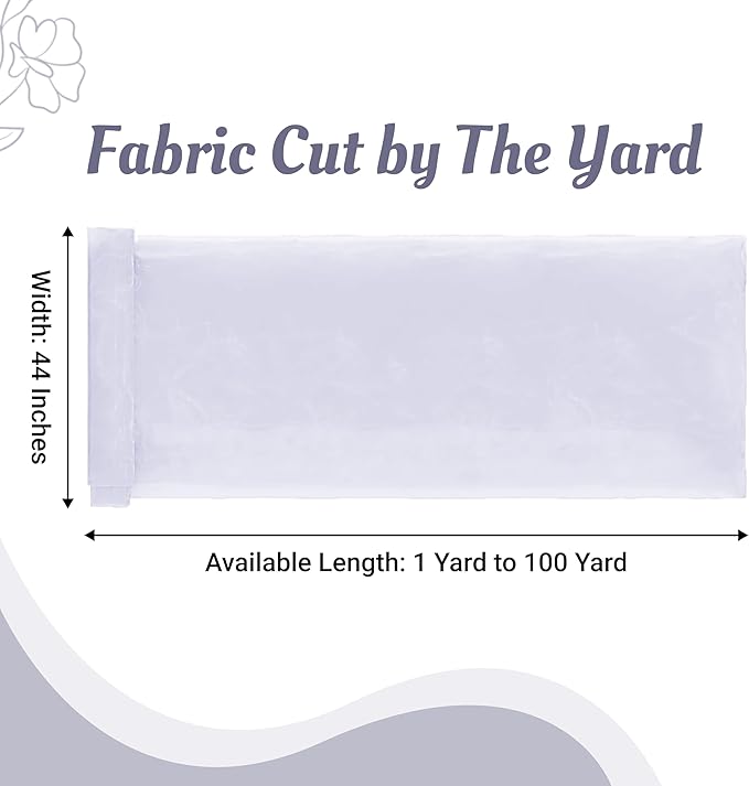 MDS Pack of 25 Yard Sheer Organza Fabric for Wedding Party Home Event Banquet Decorations, Backdrop Curtain Craft Dress Sewing Fashion DIY Crystal Organza Tulle Fabric Bolt 44” Wide - White