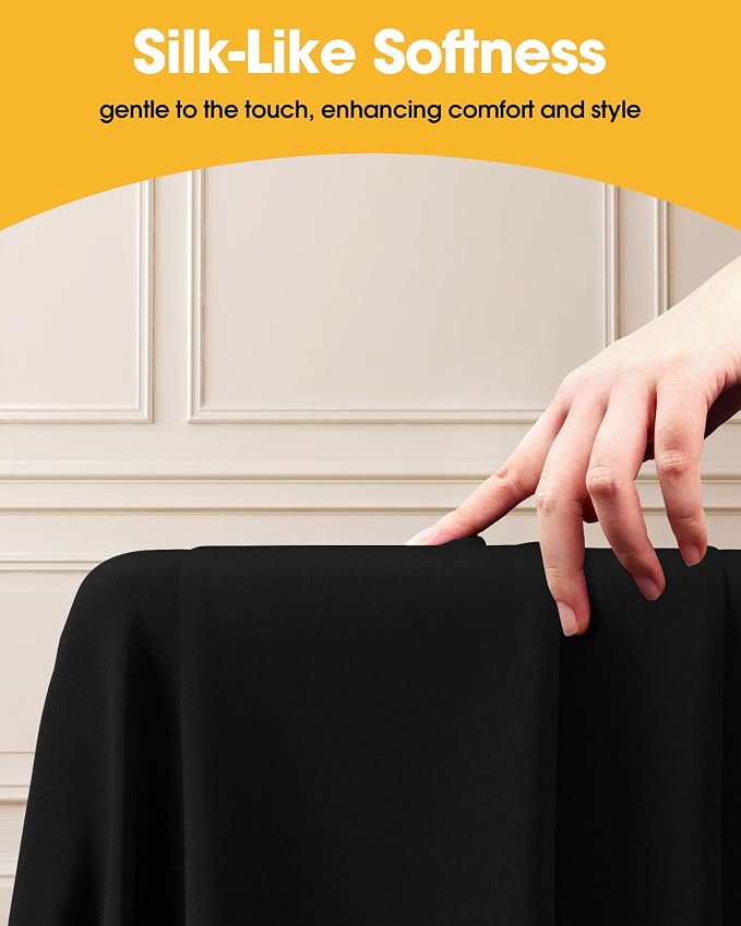 Niuara Black Fabric Rectangle Table Cloth - 6 Pack, 60" × 102" Washable Tablecloth for 5FT Tables, Wrinkle-Resistant & Heat-Proof Table Cover for Weddings, Dinners & Parties