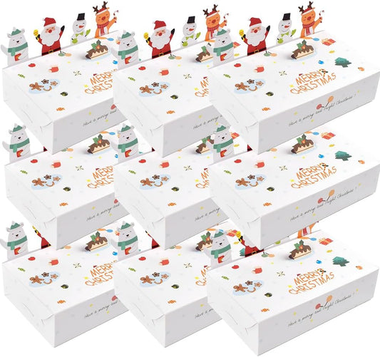 Cartoon Boxes With Lids - 3D Stand Bear Santa Claus Snowman Elk Merry Christmas Candy Boxes Kraft Paper Cookie Boxes for Gift Giving Decorations Party Small Present Box 10pcs