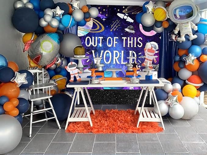Avezano Space Galaxy Backdrop Out Space Galaxy Planets Astronaut Baby Shower Background for Photography Cosmic Starry Universe Theme Newborn Banner (7x5ft)