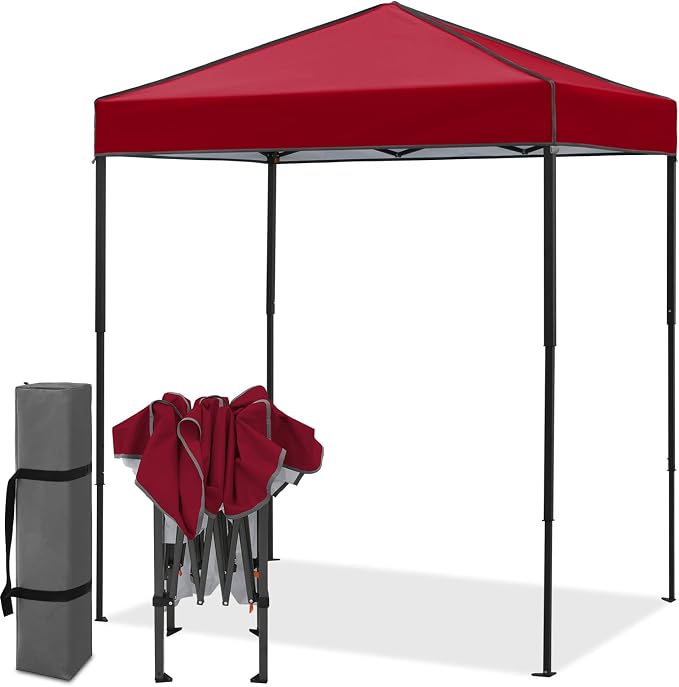 EAGLE PEAK 6x4 Instant Pop Up Canopy Tent, Straight Leg Sun Shelter, Portable Canopy with Carry Bag for Camping, Beach & Sports, Burgundy