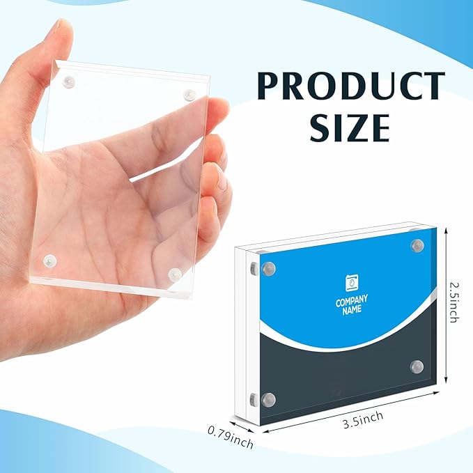 Kigley 4 Pcs 2.5 x 3.5 Inch Mini Acrylic Picture Frames, Clear Acrylic Photo Business Card Frame Desktop Display Double Sided Wallet Size Frame Freestanding Frames for Film Photos Cards Stamp