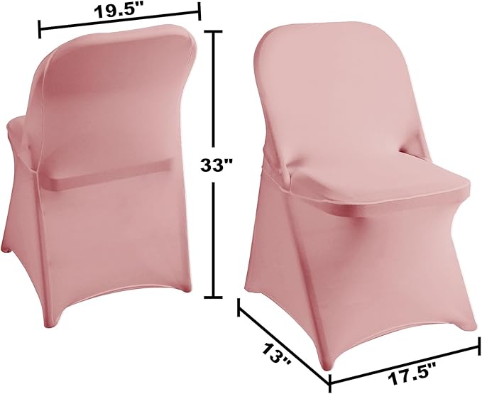 magalo 12 Pack Dusty Pink Spandex Folding Waterproof Chair Cover, Stretch Chair Cover Protector for Wedding, Party, Dining Banquet and Other Special Events