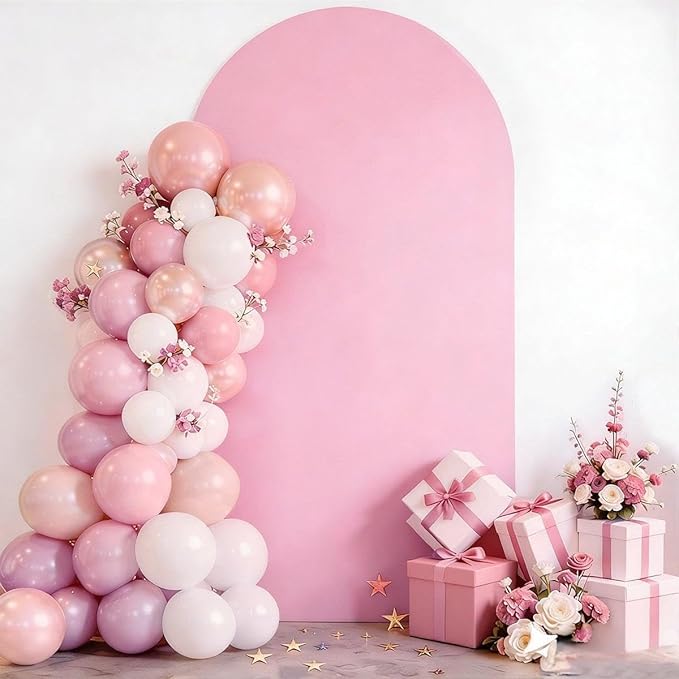 Pink 6FT Spandex Arch Backdrop Cover, Included Components for Wedding, Party Celebration Decoration