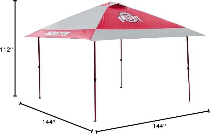 Logo Brands NCAA 12x12 Solo Up Canopy - 144 Square Feet of Shade – One-Person Easy Setup, UV-50 Protection, Rolling Storage Bag – Perfect Tent for Tailgates and Outdoor Events