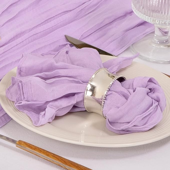 MLMC 60 Pack Cheesecloth Napkins Bulk Lilac Purple Dinner Cloth Napkins 21"x21" Boho Reusable Lavender Cloth Napkins in Bulk for Wedding Bridal Baby Shower Events Table Decor