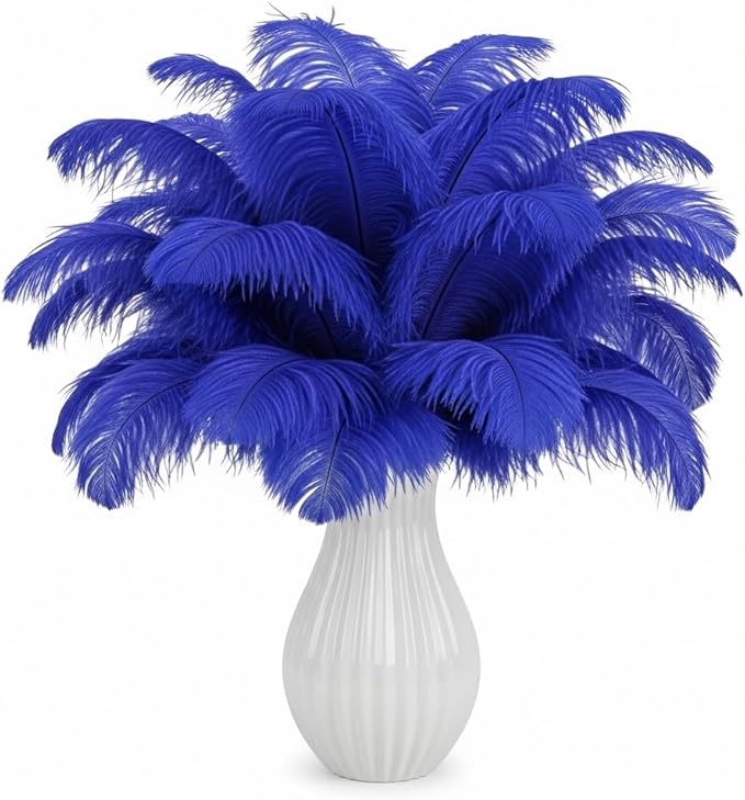 Lamar 20Pcs 14-16'' Blue Ostrich Feathersfor Wedding Centerpieces, DIY Crafts, Dream Catchers, Party Decor, Floral Arrangement, Bohemian Home Decor (Royal Blue)