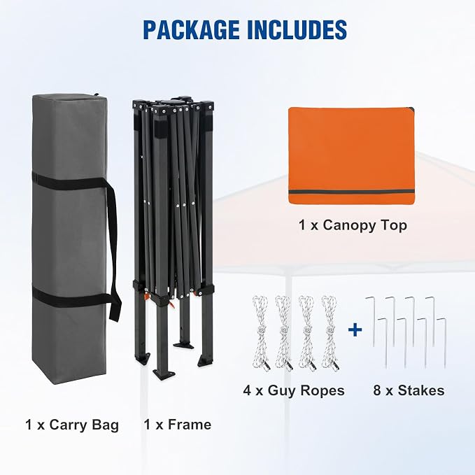 6x4 Pop Up Canopy Tent, Instant Portable Beach Canopy, Outdoor Tent with Carry Bag for Camping, Sports, Tailgating, Events, Orange