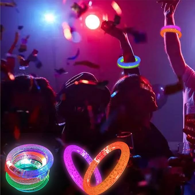 60 Pcs Glow In The Dark Bracelets, 6 Colors LED Bracelets Bulk for Adults, Glow Neon Party Supplies for Carnival Halloween Christmas Birthday Wedding