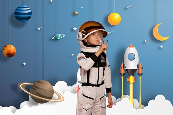 7x5FT Space Backdrop Cartoon Universe Planet Galaxy Rocket Photography Background Kids Boys Girls Birthday Party Baby Shower Decorations Banner Photo Booth Props