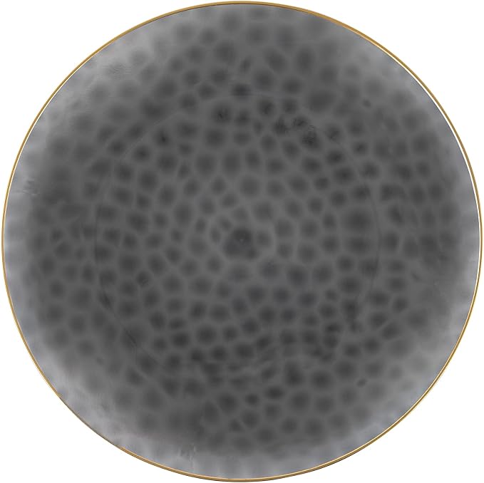 PLASTICPRO 30 Pack Hammered Plastic Plates Heavyweight Disposable Plastic Plates Elegant Transparent Black Plates With Gold Rim Platsic Party Dishes (Transparent Black With Gold Rim, 7'' INCH PLATES)