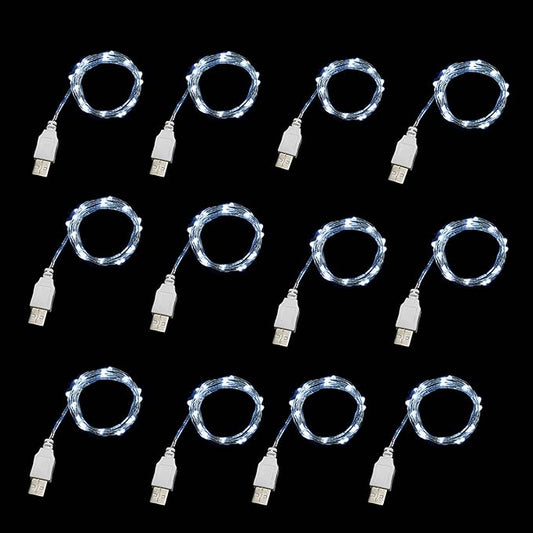 Sokelinn-six 2m 20 LEDs Fairy String Lights, USB Powered String Light for Desk Office Christmas Tree Party Decoration (White, 12)