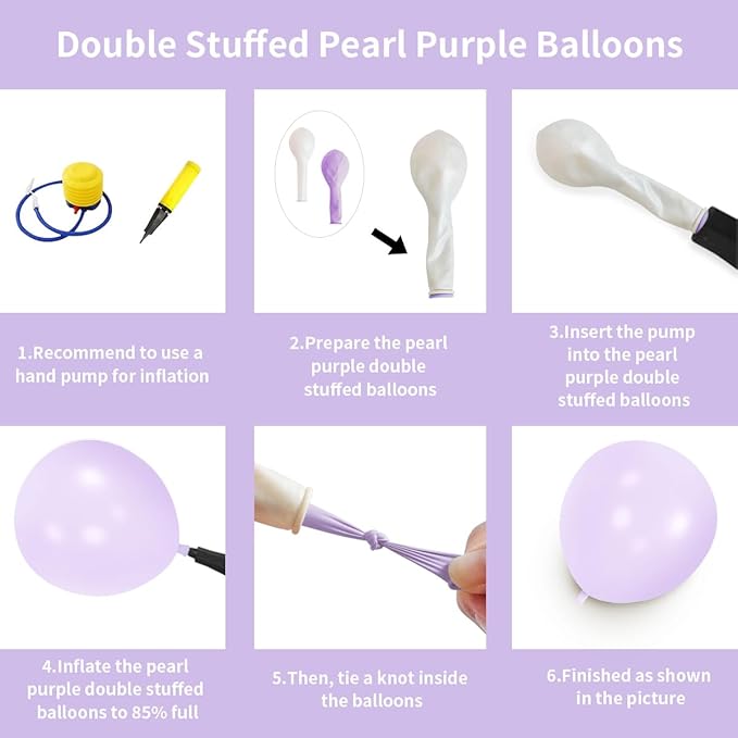 Double Pearl Purple Stuffed Balloons Different Size 115Pcs 5/10/12/18" Light Purple Balloon Arch Kit for Princess Birthday Baby Shower Bridal Shower Engagement Ocean Sea Frozen Theme Party