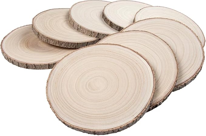 Maputune 8 Pcs 12-13 in Large Unfinished Wood Slices for Centerpieces, Natural Rustic Wooden Plate for DIY Craft, Round Wood Chips for Signage Painting Wedding Party Christmas Decor