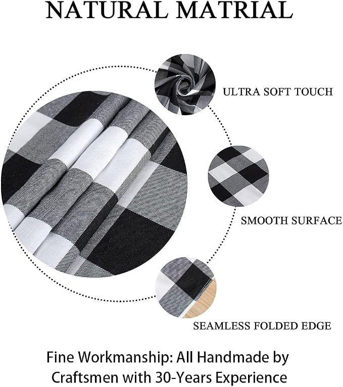 Buffalo Plaid Table Runner 13''x72'' Black and White Check Christmas Table Runner Gingham Runner for Table Family Dinner Outdoor or Indoor Parties Thanksgiving Christmas & Gathering