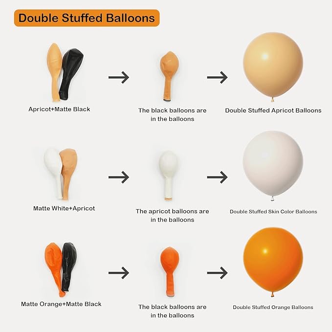 Fall Balloons Garland Arch Kit - Double Stuffed Matte Burnt Orange Cream Peach Apricot Terracotta Latex Balloon Different Sizes 18 12 10 5In Fall Ballon for Baby Shower Party Holiday