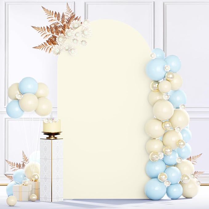 MODFUNS Ivory Arch Cover 2.6x6ft Spandex Arch Covers Stretchy Arched Stand Cover Romantic Fitted Arches Backdrop Covers Double Sided Arched Cover for Wedding Ceremony Party Event Decoration