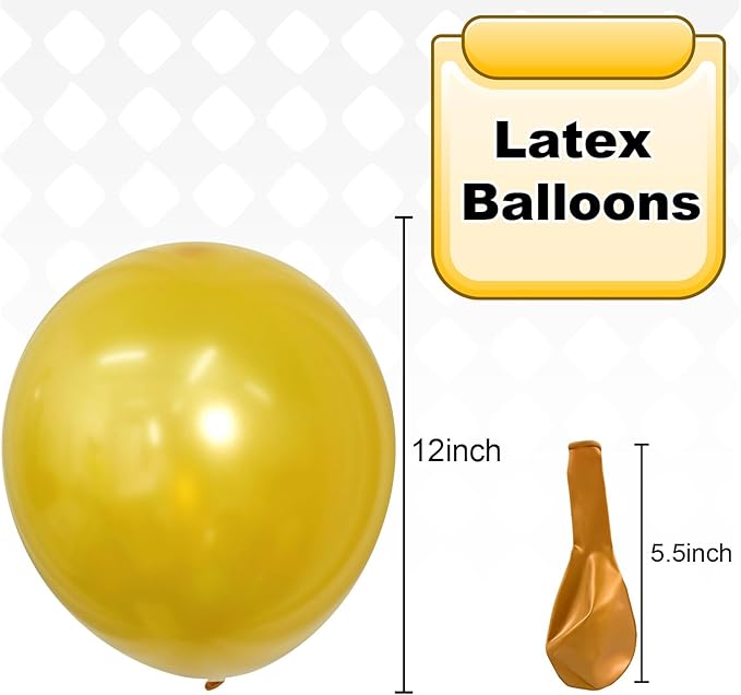 Gold Balloons Different Sizes, Pearl Gold Balloon Garland Arch in 18 12 10 5 Inch Gold Latex Balloons for Birthday Graduation Anniversary Father's Day New Year Wedding Party Supplies Decorations