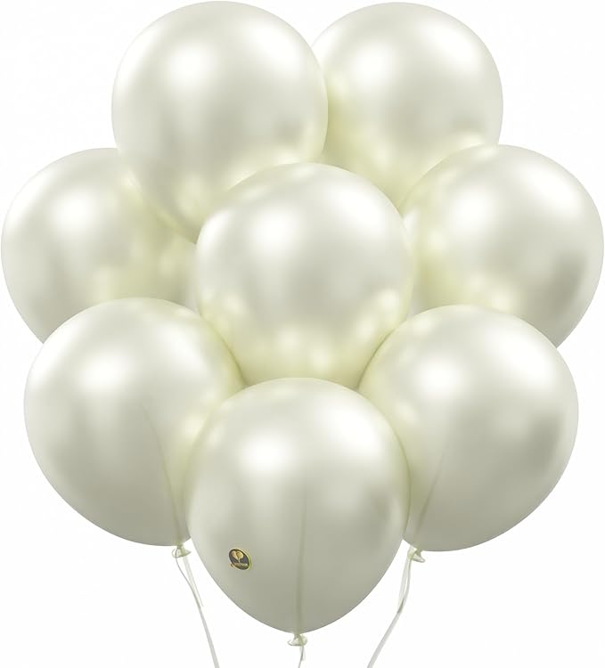 AFTERLOON® Biodegradable Balloons Pearlized White 12 Inch Pearl Color 100 Pack, Pearlescent Thickened Extra Strong Latex Helium Float, for Baby Shower Gender Reveal Wedding Birthday Party Decorations