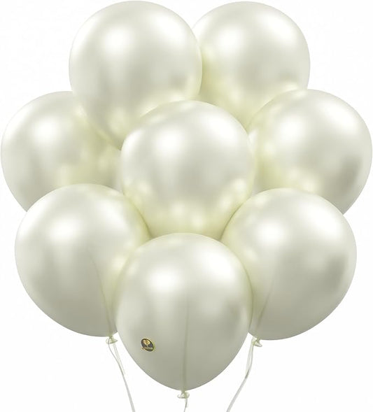 AFTERLOON® Biodegradable Balloons Pearlized White 12 Inch Pearl Color 100 Pack, Pearlescent Thickened Extra Strong Latex Helium Float, for Baby Shower Gender Reveal Wedding Birthday Party Decorations