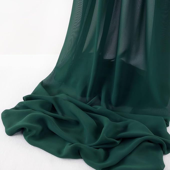 MLMW Chiffon Fabric Sheer Fabric by the Yard 5 Yards 60" Wide Christmas Emerald Green Wedding Arch Draping Fabric Sheer Material for Party Backdrop Curtain Arch Ceiling Decor