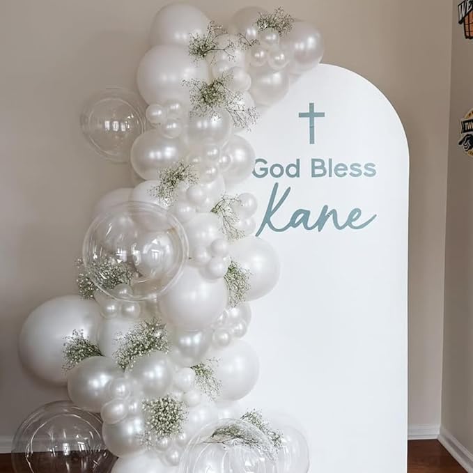 Pearl White Balloons Arch Kit Different Sizes, White Balloons in 18 12 10 5 Inch Pearl White Latex Balloons for Wedding Bridal Shower Graduation Baby Shower Birthday Engagement Anniversary Party Decor