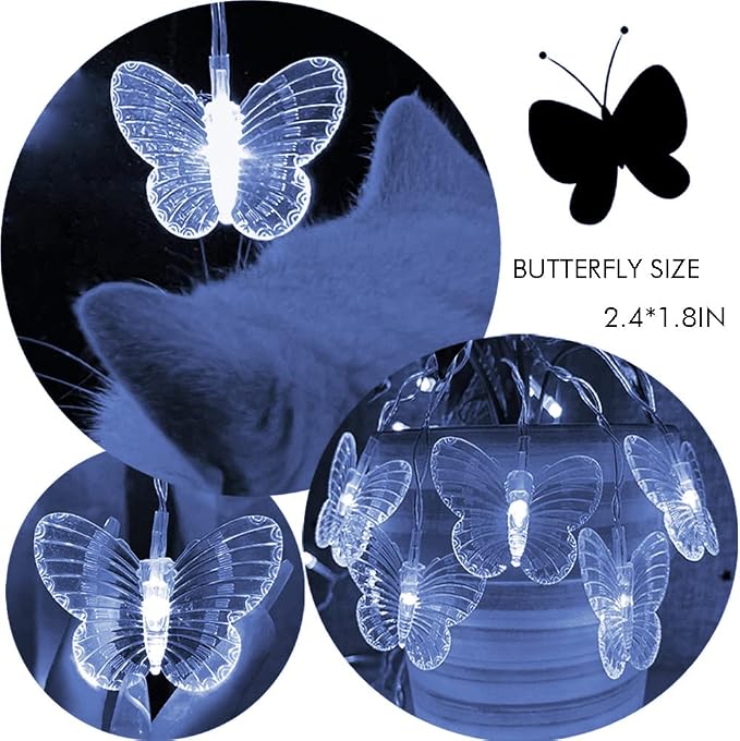 Butterfly Curtain Fairy Lights USB Plug in,8 Modes 120 LED 20FT Firefly Twinkle Timer String Lights with Remote, Waterproof Copper Wire for Bedroom Patio Christmas Wedding Party (Cool White)