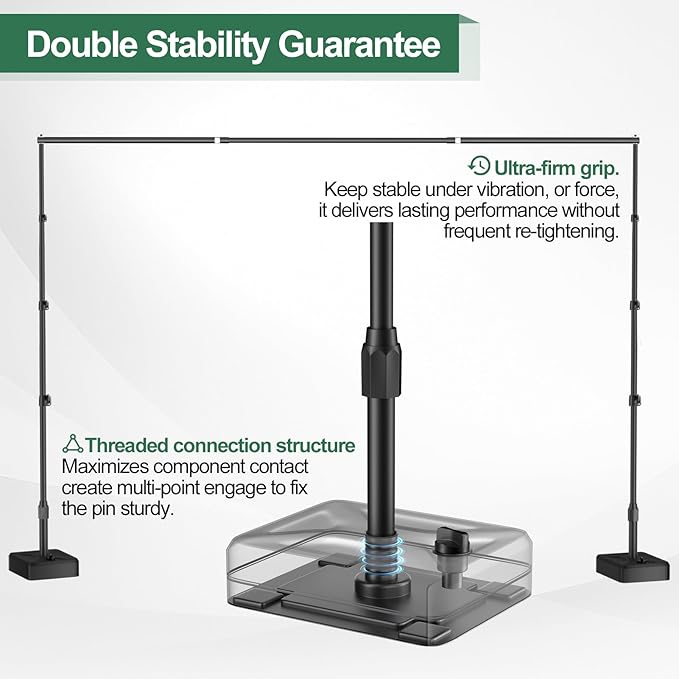 EMART Backdrop Stand with Heavy Duty Water Tank Base 8.5x10ft Adjustable Metal Photo Backdrop Stand Kit Pipe and Drape Background Frame for Birthday Party, Wedding Decorations, Studio Photography