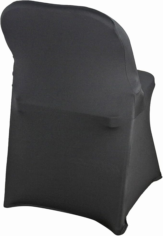 WELMATCH Black Spandex Folding Chair Covers - 50 PCS Special Events Wedding Party Decoration Stretch Elastic Chair Covers (Black, 50)