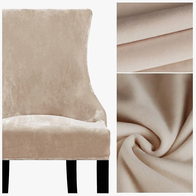 Lellen Stretch Wingback Chair Cover Slipcover - Reusable Wingback Side Chair Slipcover,Dining Chair Covers,Arm Protector Seat Covers for Dining Room Banquet Home Decor(Taupe, 4PC)