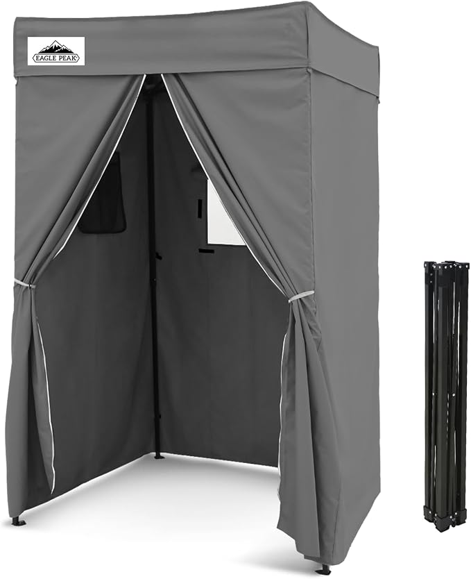 EAGLE PEAK 4x4 Pop Up Changing Tent, Flat Top Changing Room, Dark Gray | Portable, Privacy Tent, Pool Cabana, Dressing Room, Shower & Toilet Use, Opaque Fabric, Instant Setup, Photoshoots, Camping