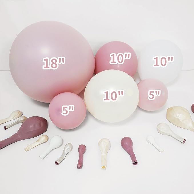 Dusty Pink White Balloon Garland Arch - Double Stuffed White Pearl Balloons for Neutral Wedding Baby Shower Engagement Birthday Party Decorations