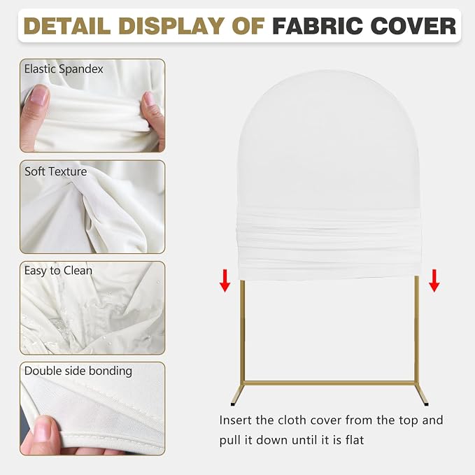 Arch Backdrop Stand and Cover Set, 2 Metal Balloon Arch Backdrop 7.2ft 6ft, Gold Arched Stand Frame for Wedding, Parties,Birthday,Decorations (White,7.2ft+6ft)