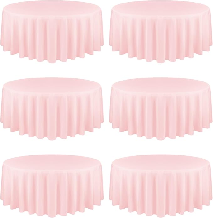 YMHPRIDE 6 Pack Round Tablecloths - Pink, 90 Inch Polyester Round Table Cloth, Washable Fabric Table Covers for Wedding, Party, Dining, Banquet