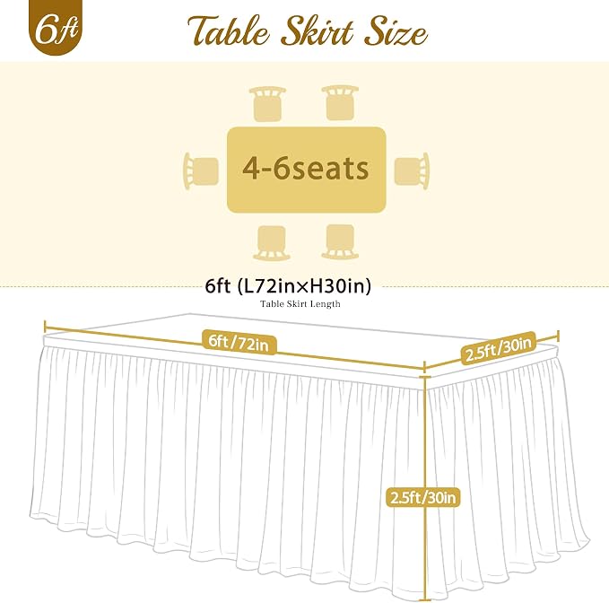 Purple Tablecloth Rectangle 6 Foot Stretch Elastic Fitted Tulle Ruffle Lilac Lavender Tablecloths Rectangular Spandex Table Covers 6ft Birthday Baby Shower Wedding Party Table Cloths with Skirt
