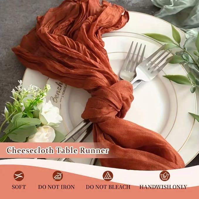 Cheesecloth Table Runner 10ft Rustic Gauze Cheese Cloth 35 x 120 Inches Long for Christmas Wedding Bridal Baby Shower Birthday Table Decorations (Burgundy, 6 Pack-10FT)