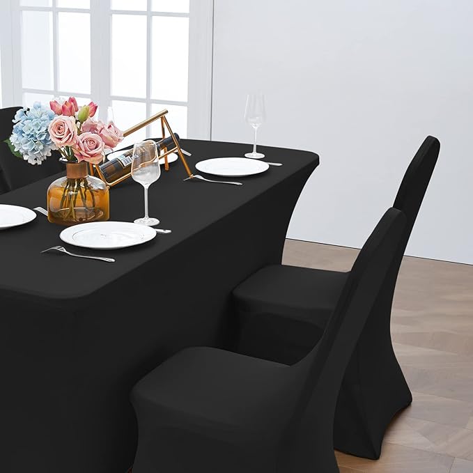 Asnomy Chair Covers Stretch Spandex Chair Covers Universal Fitted Chair Cover Protector for Wedding,Party,Dining and Banquet（Black, 100 PCS