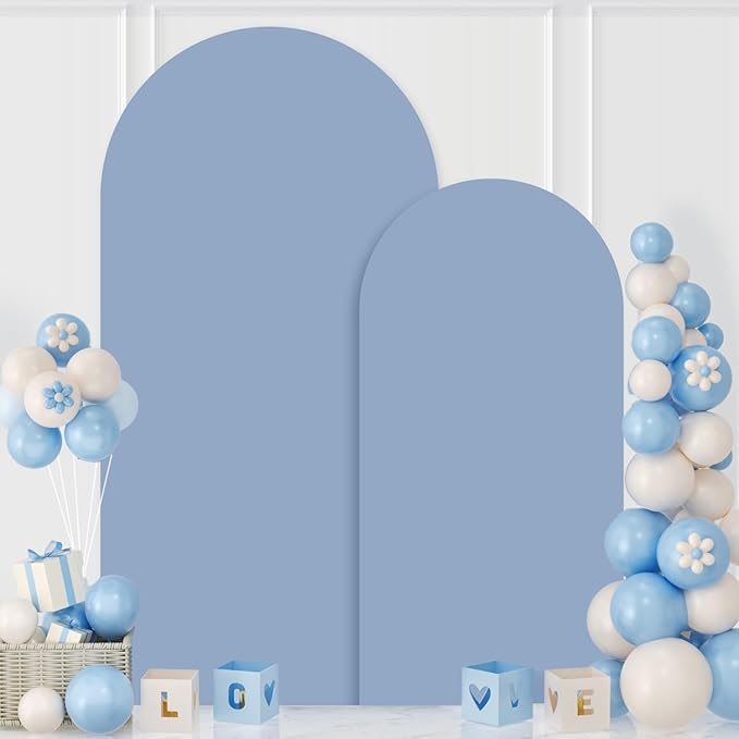 MODFUNS Dusty Blue Arch Cover 6&7.2ft Spandex Wedding Arch Backdrop Covers Set of 2 Fitted Arch Stand Covers Romantic Backdrop Arch Cover for Wedding Birthday Party Banquet Reception Decor