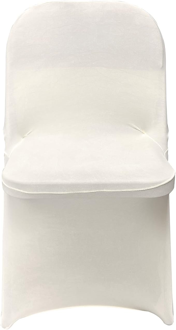 HAINARverS Folding Chair Covers for Wedding, 10pcs Stretch Spandex Washable Fabric Chair Cover, Decoration Chair Cover for Wedding, Party, Banquet, Birthday, Conference, Event(Ivory, 10 PCS)