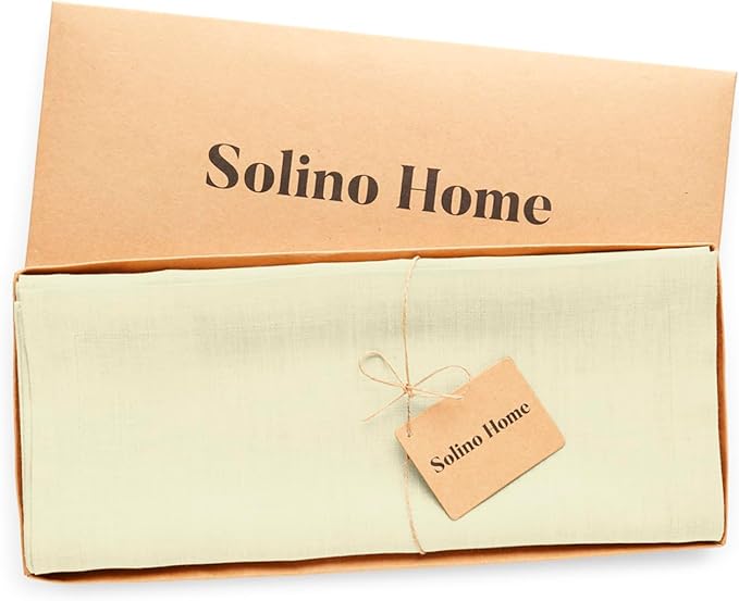 Solino Home Linen Table Runner 60 Inches - 100% Pure Linen Creamy Ivory Table Runner 14 x 60 Inch Ideal for Dresser and Coffee Tables, Spring, Summer, Mothers Day - Diana Medium Weight
