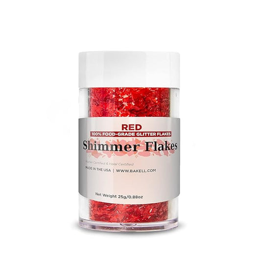 Bakell's Red Shimmer Flakes (25g, 1x Container) | Vibrant Edible Glitter Flakes for Passionate Culinary Creations!
