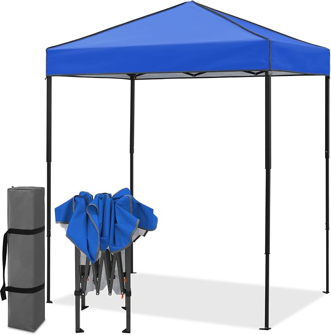 EAGLE PEAK 6x4 Instant Pop Up Canopy Tent, Straight Leg Sun Shelter, Portable Canopy with Carry Bag for Camping, Beach & Sports, Blue