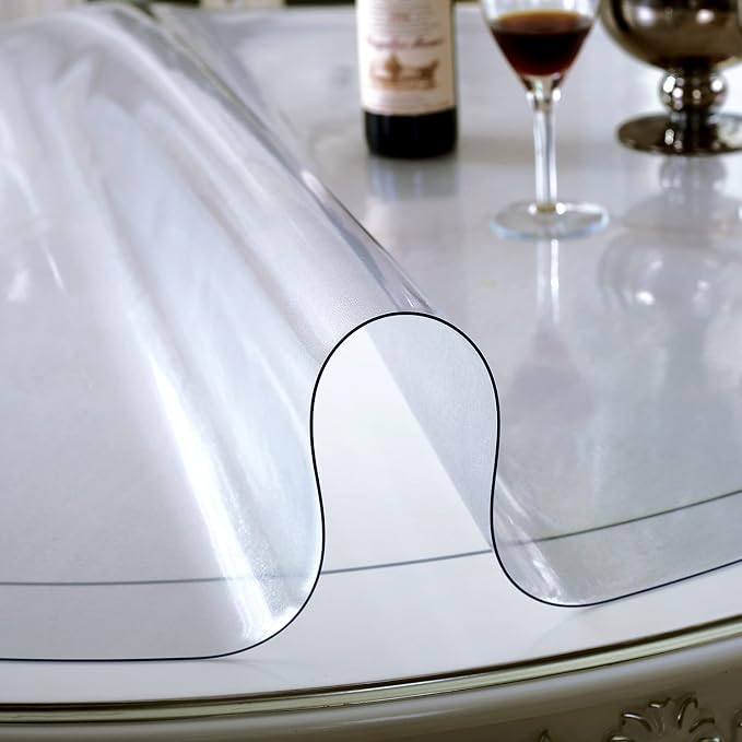 LovePads Round Frosted Table Cover Protector 41 Inch, 2mm Thick Table Protector for Dining Room, Waterproof Plastic Cover PVC Vinyl Tablecloth, Circle Tabletop Protective Pad for Furnture Surface