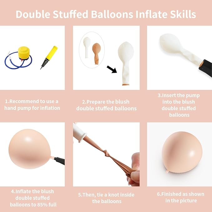 Beige Blush Pink Double Stuffed Balloons Different Size 115Pcs 5/10/12/18" Ivory Cream Blush Balloons Arch Garland kit for Boho Birthday Baby Shower Bridal Shower Gender Reveal Wedding Party