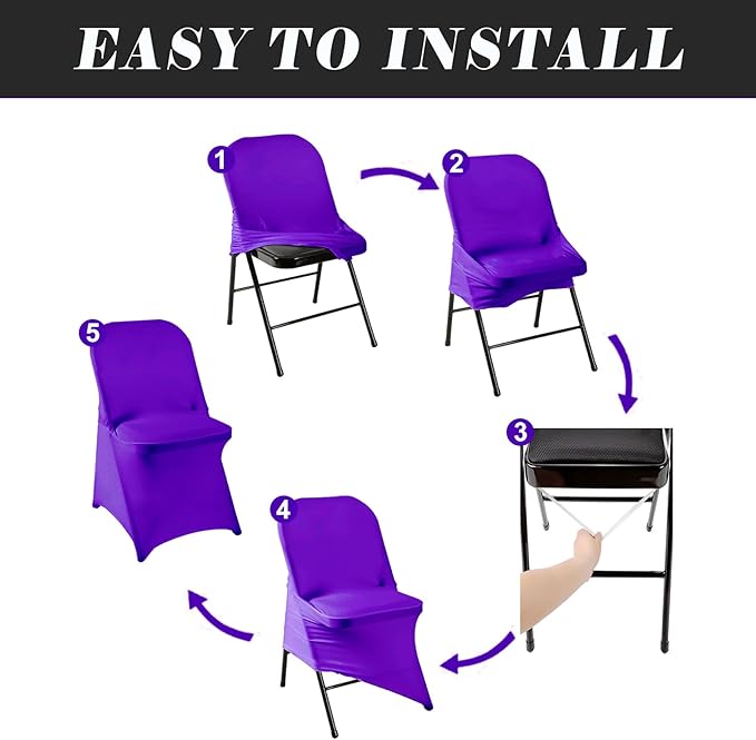 36 PCS Waterproof Stretch Spandex Folding Chair Covers, Dining Room Chair Slipcovers Protector for Wedding, Banquet, Party, Holidays, Celebration and Decoration（Purple）