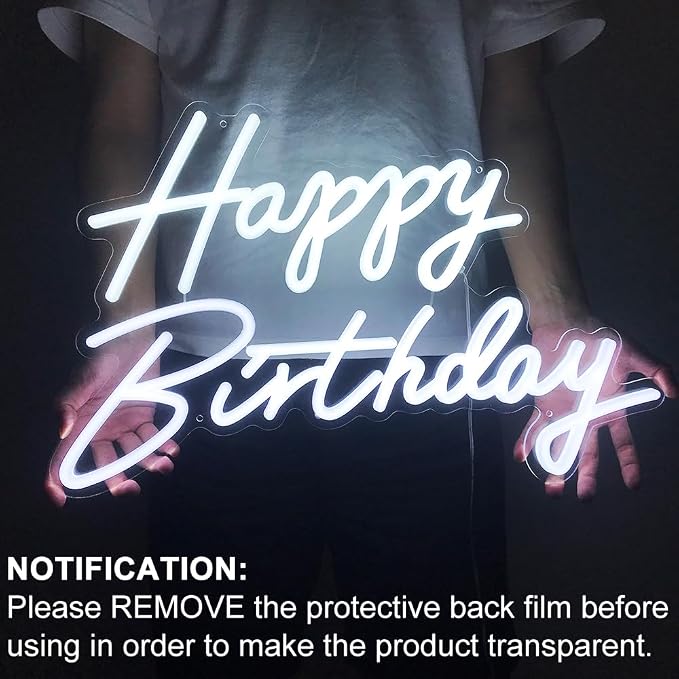 Happy Birthday Neon Sign for All Partys, Large Size-23 x 14inch, Led Neon Signs With Dimmable Switch for Wall Decor, Photo Backdrop (Power by USB)-by Colysor