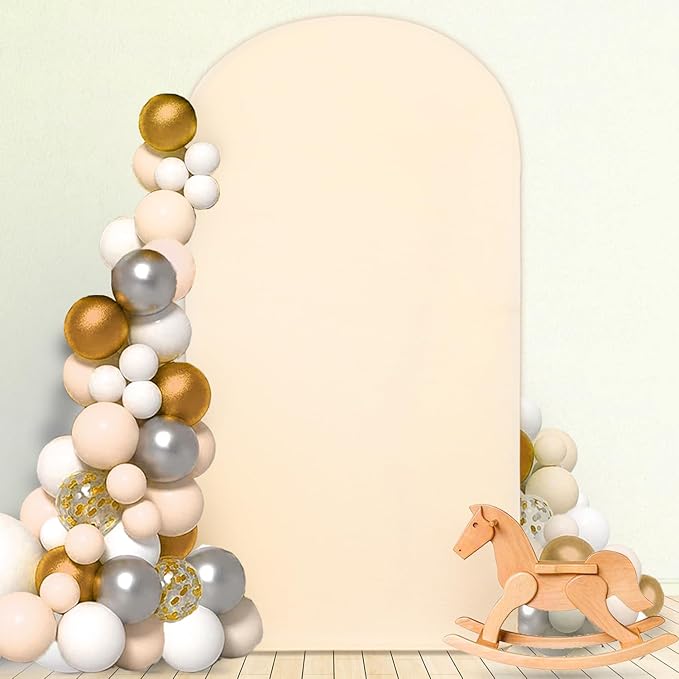 MODFUNS Wedding Arch Cover 6ft Beige Spandex Arch Covers Chiara Arch Backdrop Cover for Arch Covers Stretchy Backdrop Arch Back Drop Fabric for Ceremony Banquet Party Event Decor