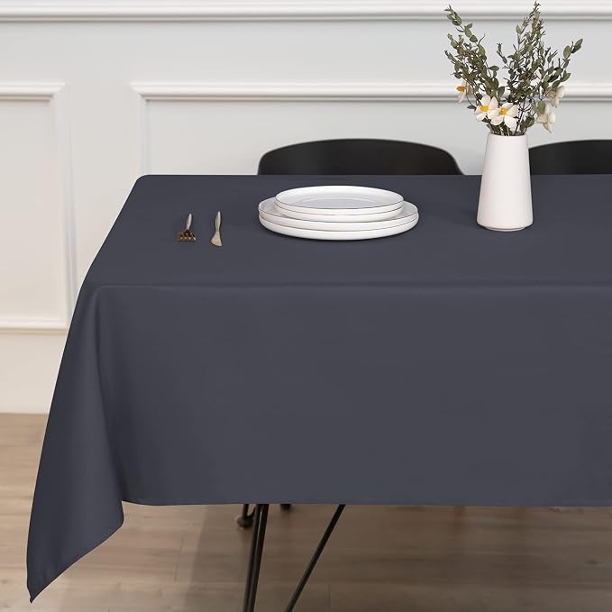 sancua Rectangle Tablecloth - 70 x 108 Inch - Stain and Wrinkle Resistant Washable Polyester Table Cloth, Decorative Fabric Table Cover for Dining Tables, Buffet Parties and Camping, Grey